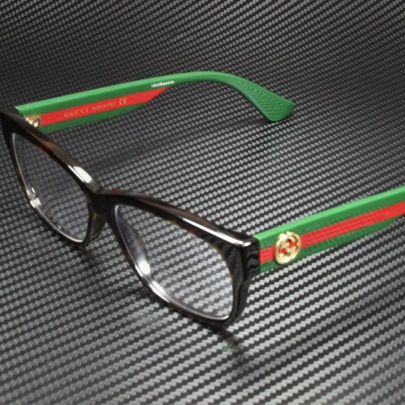 Gucci Square 55mm Green/Red Stripe Eyeglasses - Picture 1 of 4